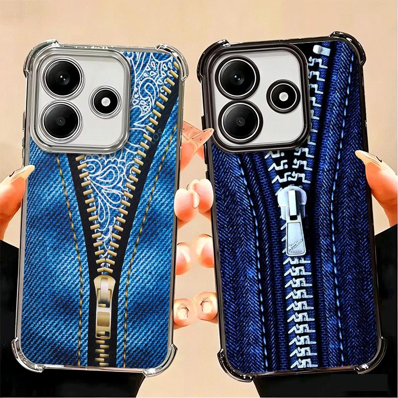 Retro Zipper Jeans Pattern Soft Phone Case For Xiaomi Poco X7 X8 Pro Max X6 X5 X3 F8 Ultra F7 M8 M7 M5S Redmi 15C 15A 15 14C 13C
