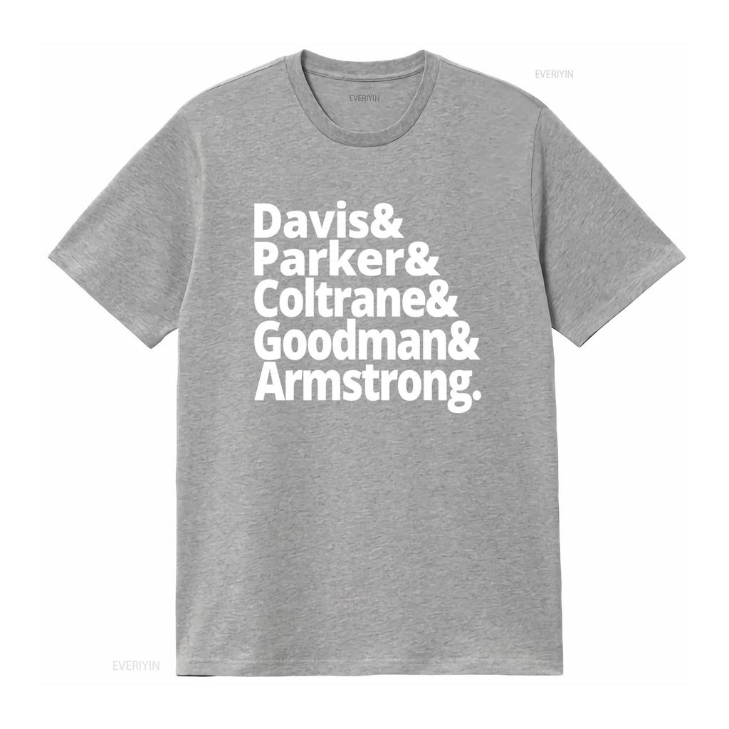 Music T Shirt Jazz History Masters Miles Davis Charlie Parker John Coltrane Benny Goodman Louis Armstrong La Land Quartet