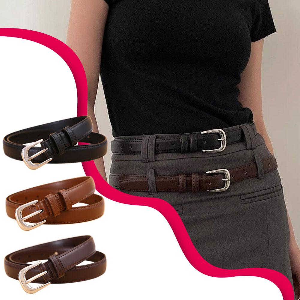 New Fashion Versatile Thin Belt Decorative Suit Waist Jeans Belt Skirt Black With T7L0