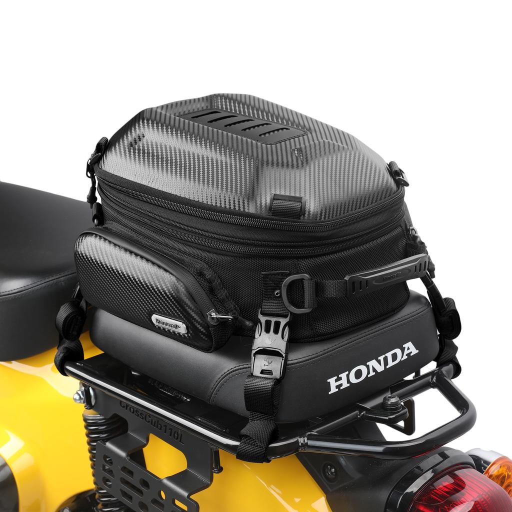 Rhinowalk Motorcycle Seat Variable Expandable Hard Shell Motorcycle Touring Bag with Waterproof Rain Easy Versatile Bike Bag with Shoulder Strap Bag,