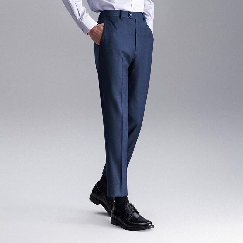 Baoxiniao Men's Slim-Fit Plaid Wool Dress Pants