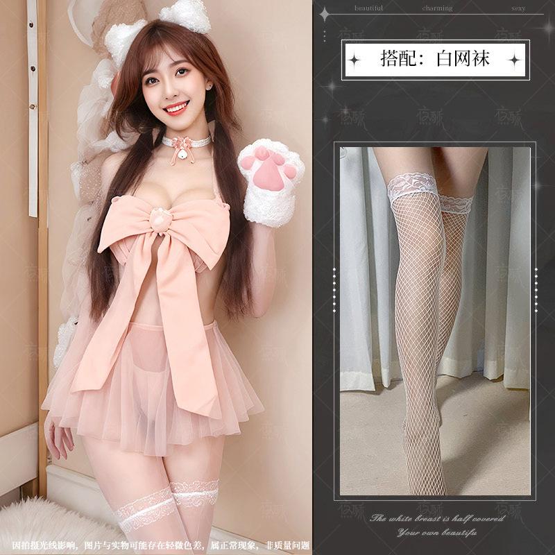 Sexy underwear, sexy nightgown, temptation bow lace-up chest wrap set, cute fairy fluttering girl
