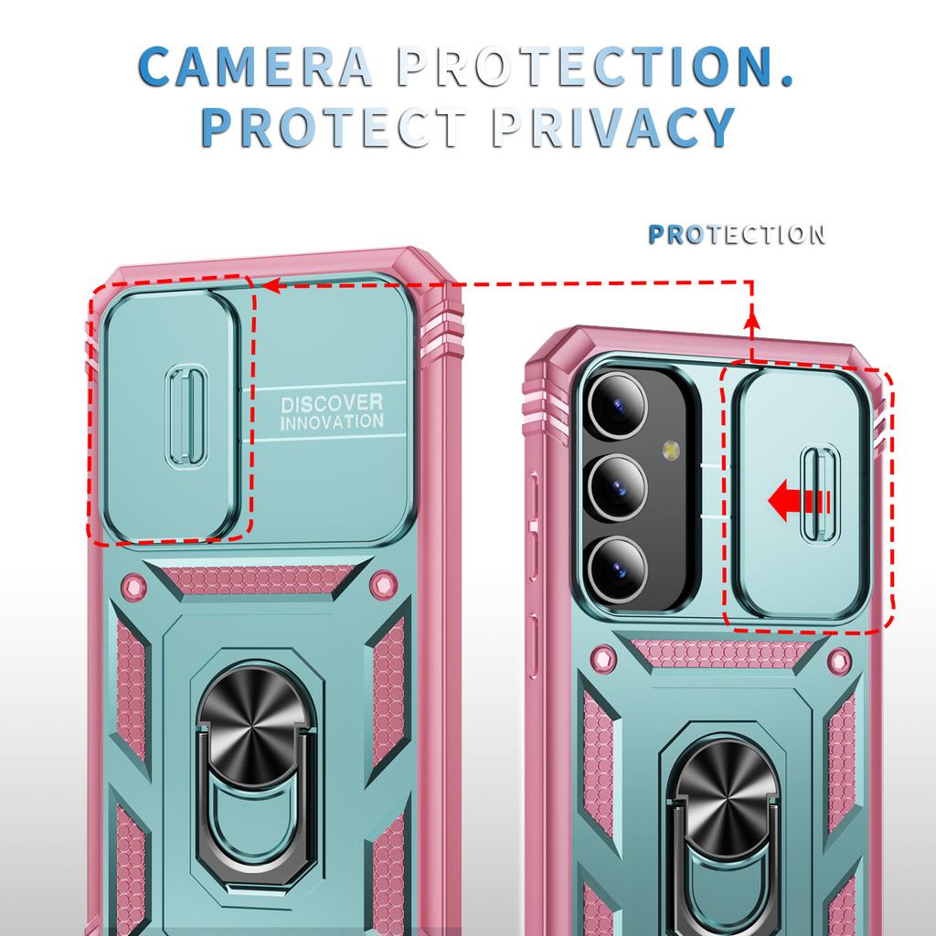 Funda tipo soporte de tres capas para Samsung Galaxy S25 FE Ultra S24 S23 Plus S21 S22 A17 5G A16 A36 A56 A55 A35 A15 A54 A14 A53