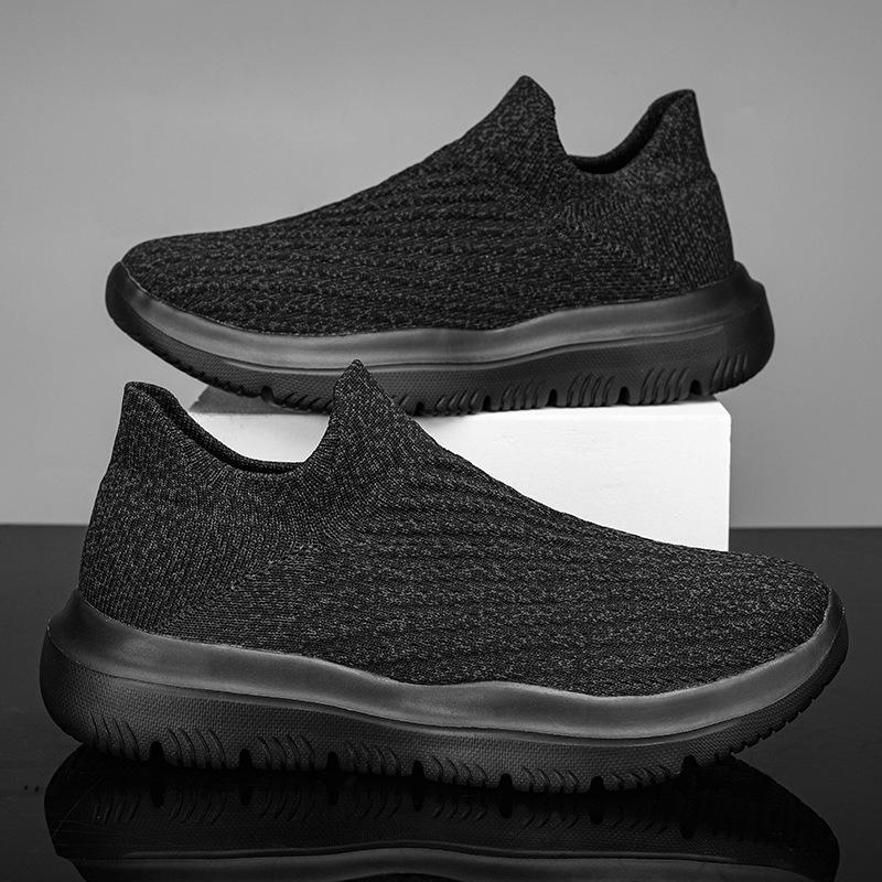 Spring fly-woven shoes men's comfortable and breathable casual shoes middle-aged mesh lazy running shoes