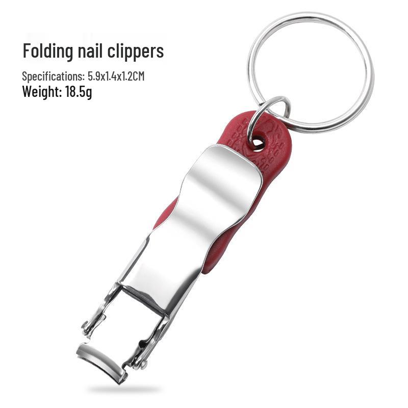 Portable Stainless Steel Folding Nail Clipper with Keychain - Compact Mini Pedicure Tool