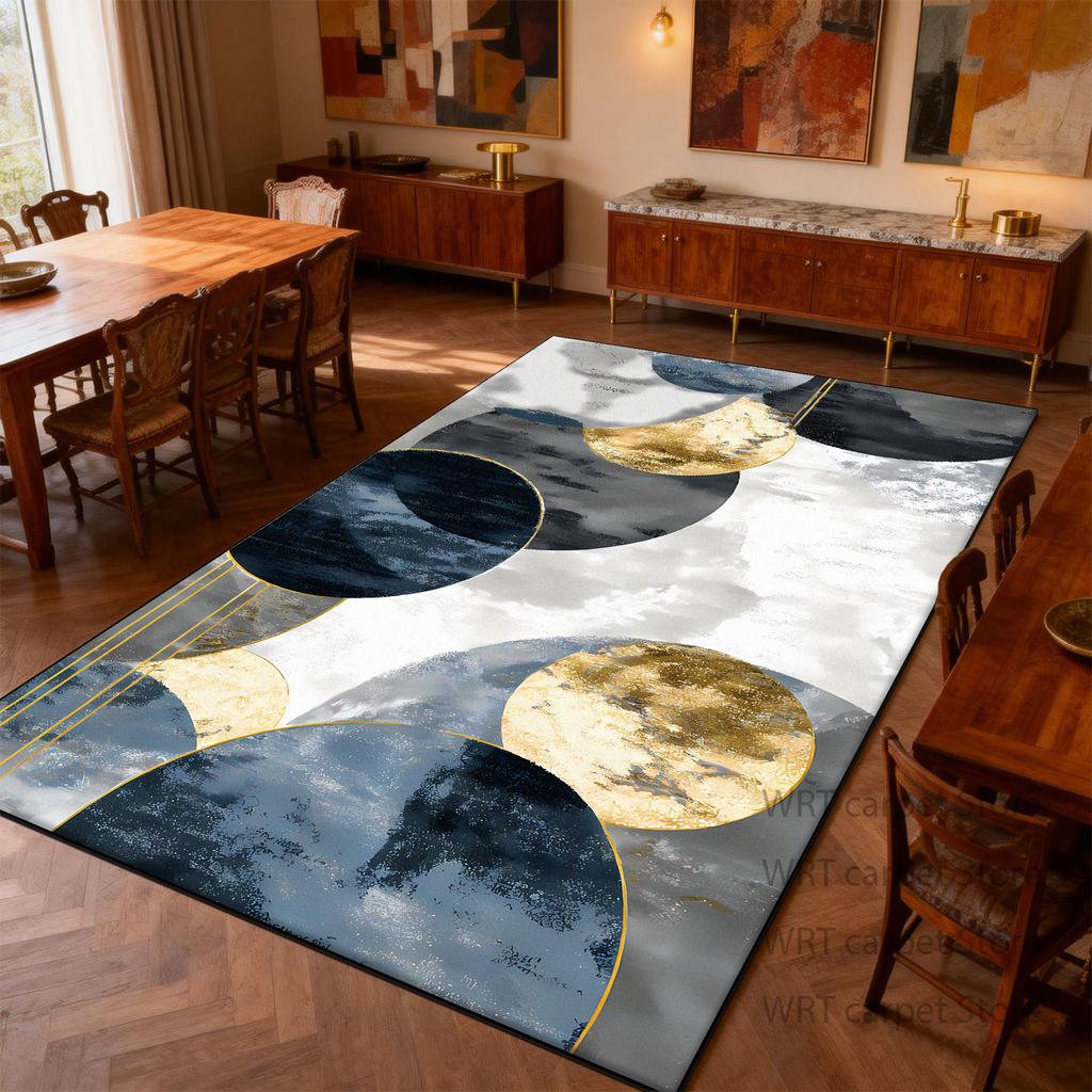 Modern Light Luxury Art Style Carpet for Dining Room Decoration Living Room Large Area Rug Bedroom Bedside Non-slip Washable Mat