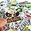 10/50 pegatinas geniales en blanco y negro con estilo JDM, pegatinas de grafiti para motocicletas de carreras, para bricolaje, equipaje, portátil, monopatín, bicicleta.