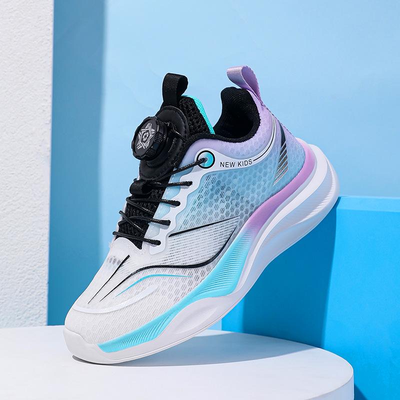 Children's Sports Shoes Boys and Girls Summer New Mesh Running Shoes Single Mesh Breathable Button Shoes Lightweight Cushioning Classmates