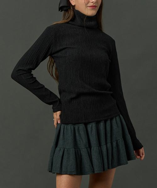 Sitipabjeu [Cp] Winter Vogue Knit Pleated Warm Turtleneck [Black]