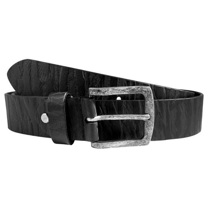 Ceinture pour homme - LEONARDO VERRELLI - Basique - Cuir véritable - Noir - Longueur ajustable 120–140 cm