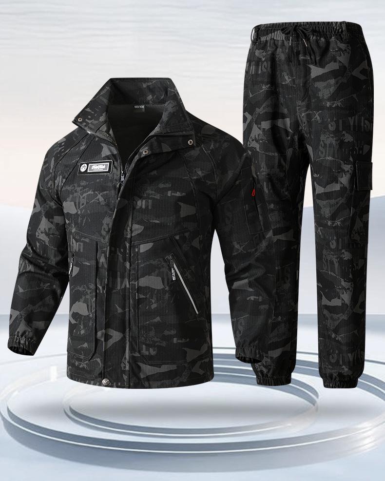 Set da lavoro mimetico da uomo: Resistente all'usura, Traspirante, Elastico Abbigliamento Primavera/Autunno