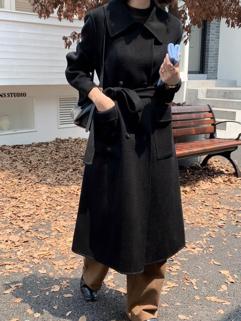 WT108 autumn and winter new style classic casual versatile woolen coat women's high-end double-sided wool coat