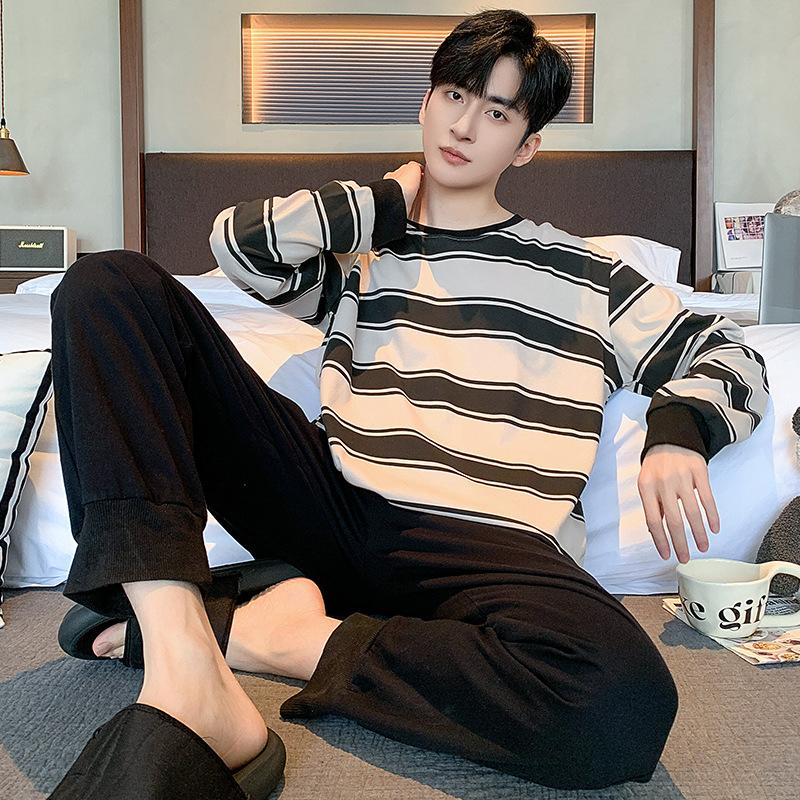 Spring Cotton Pjs Long Sleeved Men's Pajamas Sets Male Pajama Plaid Pajama for Masculine Sleepwear Suits Homewear Fashion