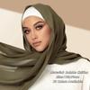 175X70Cm  High Quality Malaysian Pearl Chiffon Hijab Bundles Solid Color Scarves Head Scarf For Muslim Woman 73 Colors