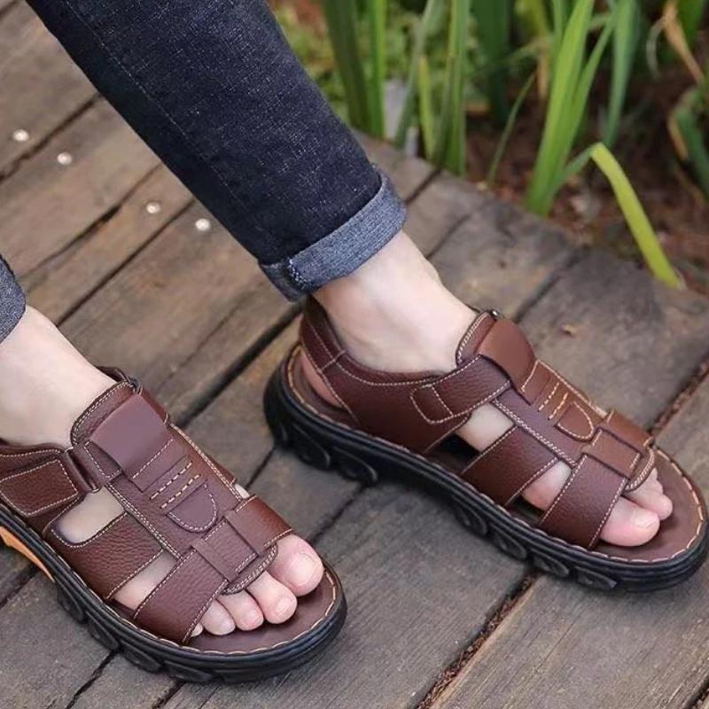 Fashion Beach Male Shoe Genuine Leather Outdoor Eva In Welcome Deal Japanese Luxury H Breathable Barefoot 2025 Styles 39 Men's Sandal
