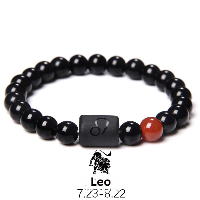 Zodiac Obsidian Bracelets: Elastic Beaded Design for Men and Women, Softly Wraps Around Fingers.
