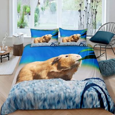 Guinea Pig Bedding Set Animal Pattern Duvet Cover For Kids Boys Girl Comforter Cover Wildlife Bedroom Collection Full Size