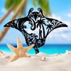 13.7 Inch Tropical Manta Ray Iron Wall Art, Metal Painting for Garden Patio Outdoor Decor, Island Style Seaside Retreat