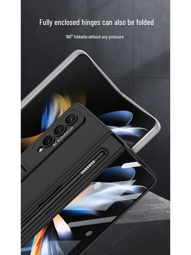 Samsung Z Fold4 Magnetic Pen Slot Case with Full Hinge Coverage and Film Protection