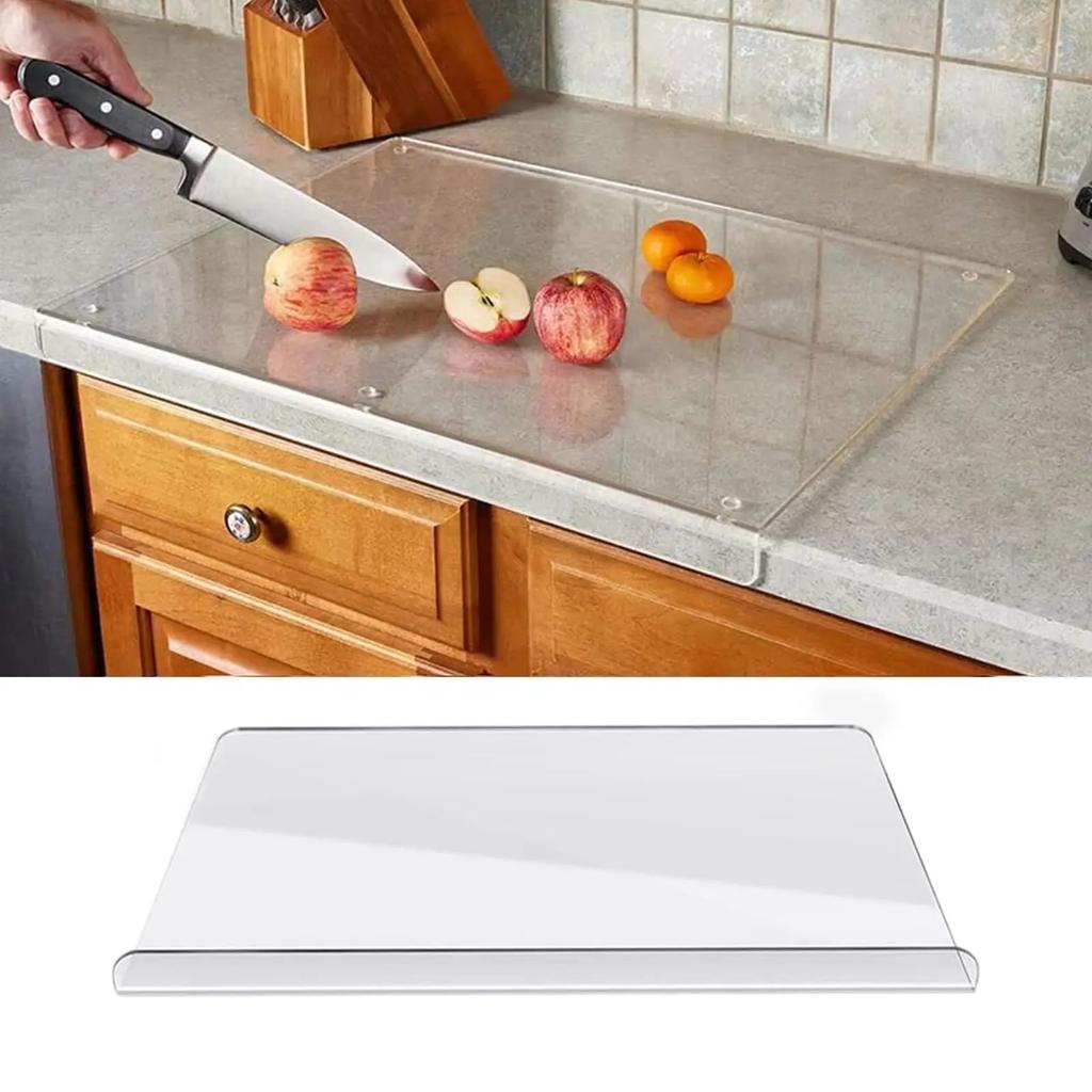 Akrylová průhledná krájecí deska s protiskluzovým okrajem, kuchyňská krájecí deska, pult, chránič pracovní desky, kuchyňský gadget