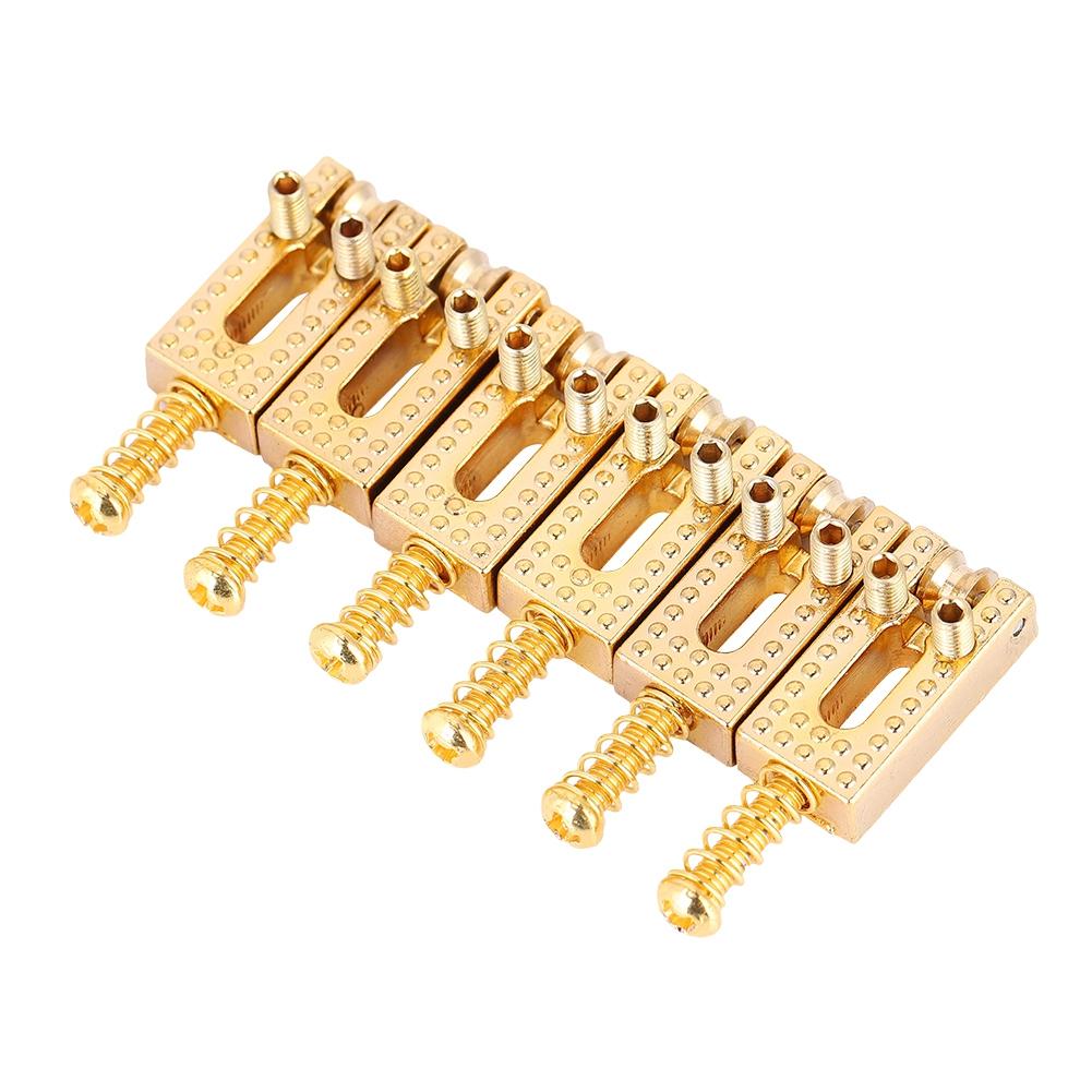 6PCS Guitar Saddles with Roller Bridge Guitar Repair Parts (Gold)