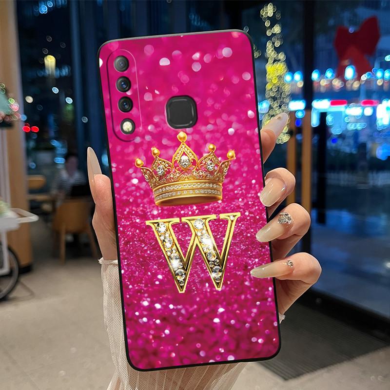 Beautiful A To Z Letter Crown Casing For Infinix S4 Smart3 Plus X626 X267 Case Black Soft Silicone Shockproof Shell