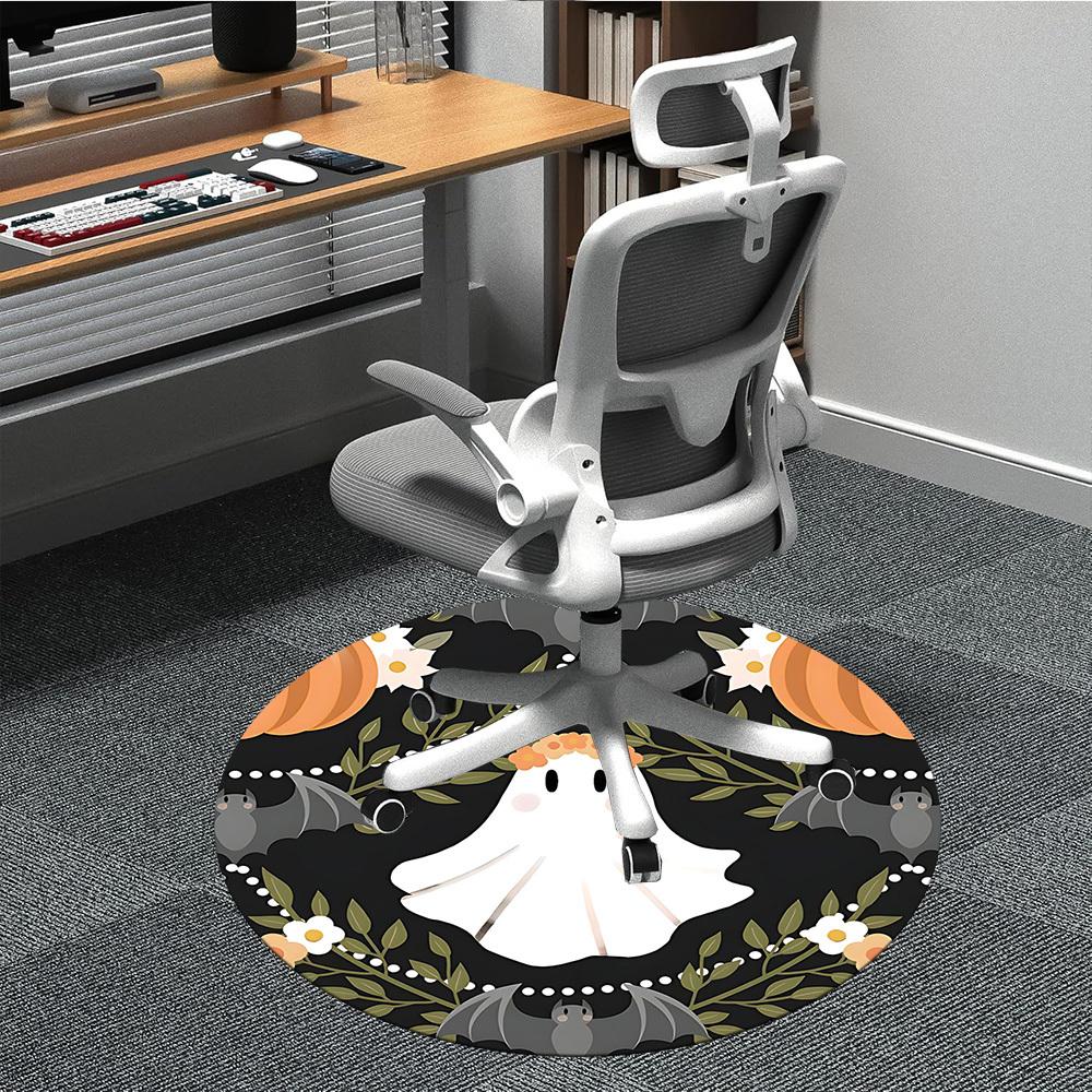 1PCGhost Bat Office Round Area Rug,  Mat Suitable For Office, Under Office Chairs Bedroom Living Room Home Decor, Room Deco