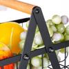 Two-tiered Basket for Fruits and Vegetables, Black Metal Platter, Basket