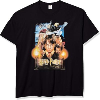 Harry Potter Men's Sorcerer's Stone Poster Short Sleeve Tee Shirt, Black, Large