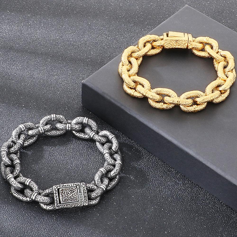 Massive 16mm Wide Link Man Bracelet for Men Vintage 316l Stainless Steel Men's Chain Bracelets Punk Jewelry Male Christmas Gifts