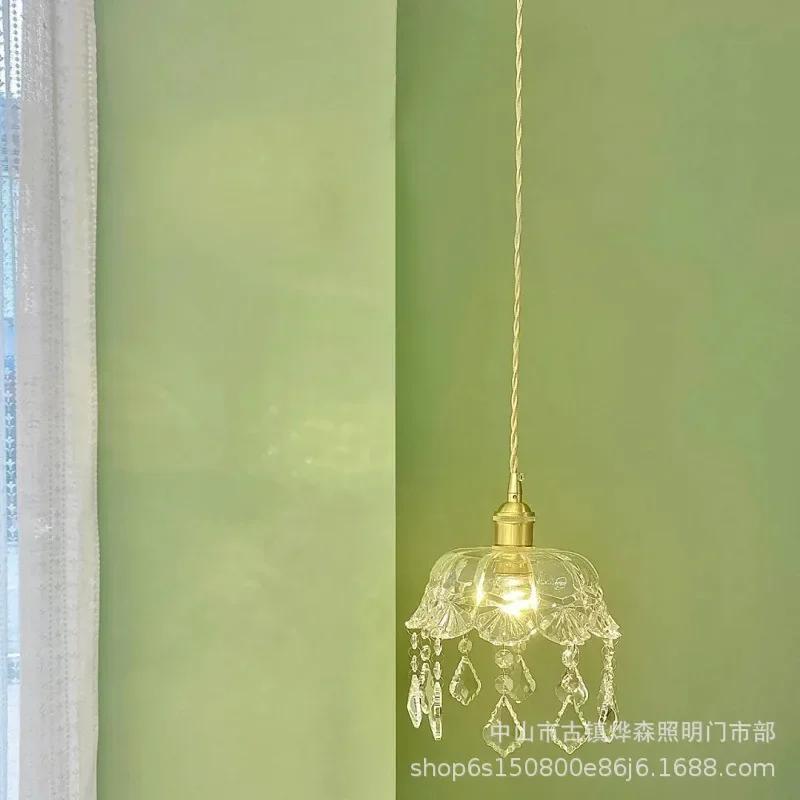 Retro Crystal Pendant Lamp Indoor Decorative Chandelier For Restaurant Bar Dining Table Light Aisle Porch Bedroom Hang Lamp