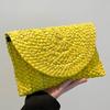 Corn Husk Woven Handbag for Women, Natural Straw Clutch Purse, Summer Vacation Minimalist Shoulder Bag,Solid Color Eco-Friendly