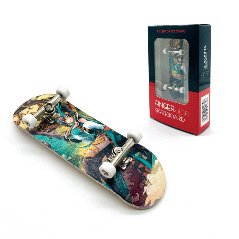 Maple Finger Skateboard with Bearings and Wheels - Mini Double Rocker Board for Kids' Creative Play