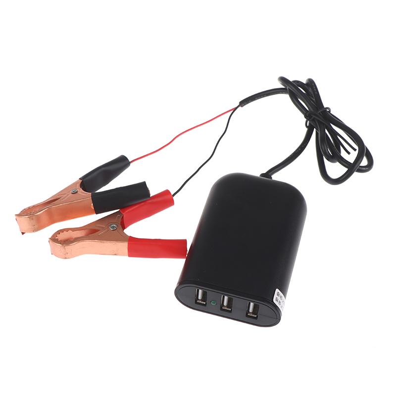 Portable Usb Power Adapter For Smart Phone Tablet Gps 12V 24V To 5V 2.1A Converter With Battery Clip 3 Ports Charging Adapter