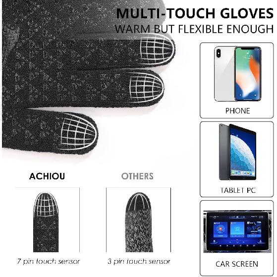 Achiou Winter Gloves for Men and Women, Touchscreen Soft Knit Gloves