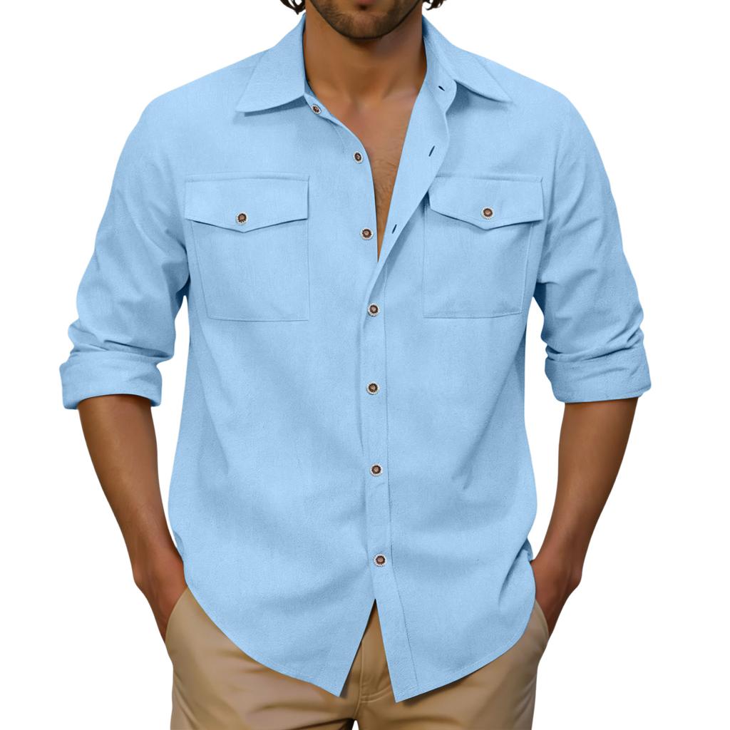 Men's Casual Outdoor Collared Corduroy Long-Sleeve Shirt