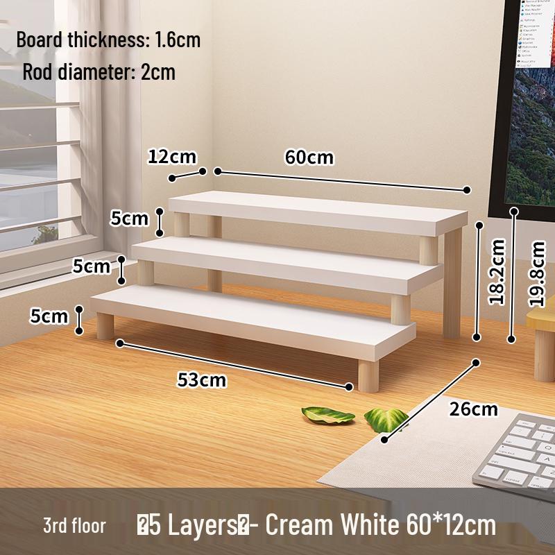 Desktop Ladder-Style Solid Wood Flower Stand for Small Plants and Succulents