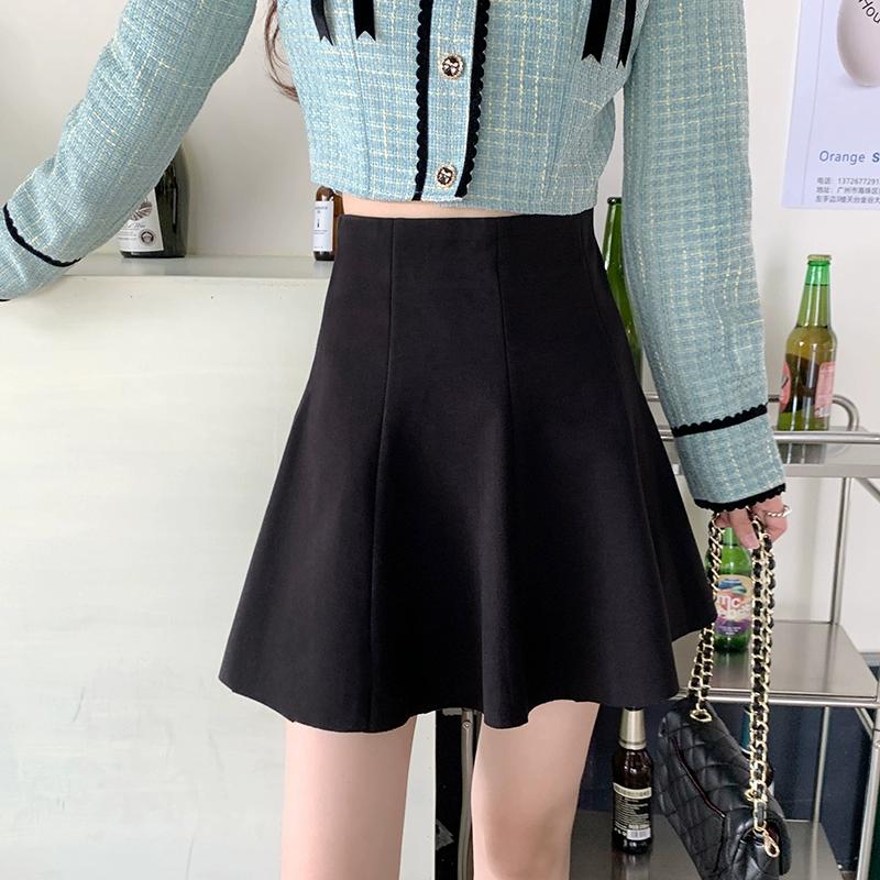 Woolen Skirt for Women  Autumn Winter Plus Size High Waist Small A-line Pleated Skirt Shorts Korean Fashion Clothing