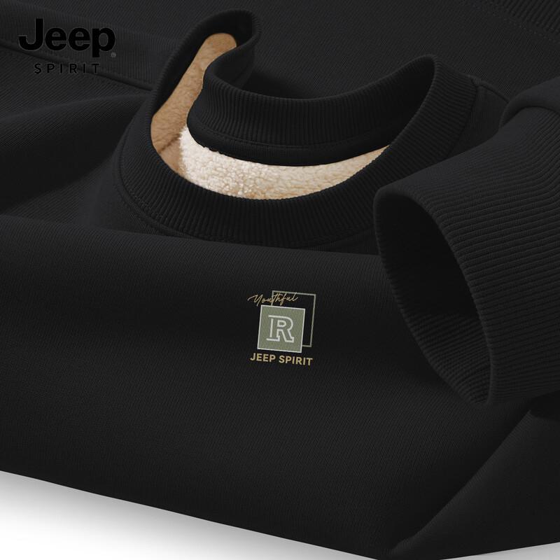 JEEP SPIRIT Men's Fleece-Lined Round Neck Sweatshirt
