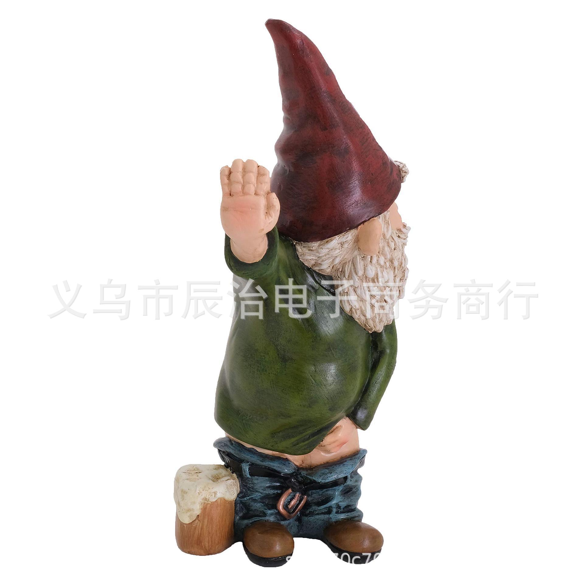 Fushu pissing old man resin cartoon ornament white beard statue gnome garden gnome dwarf fushu old man 10cm