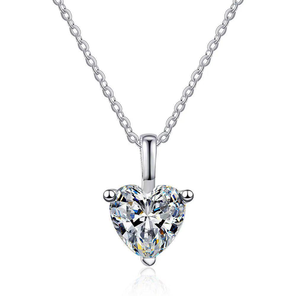 

S925 Sterling Silver Women s Minimalist Irregular Heart 1 Carat D Color Moissanite Pendant Necklace 6.5*6.5 High Carbon Stone