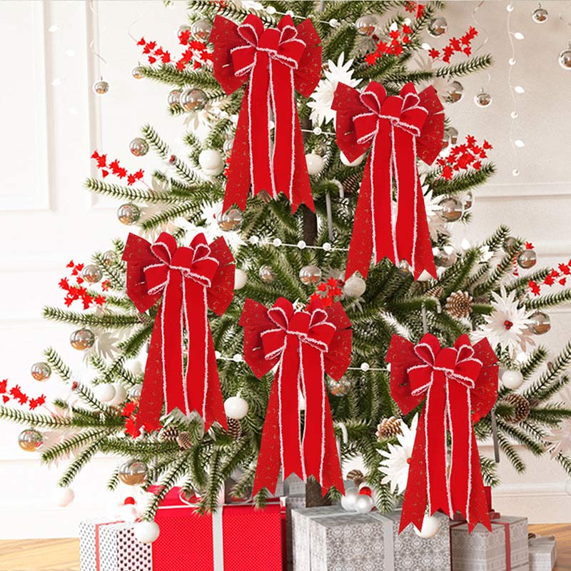 New Red Christmas Wreath, Bow, Outdoor Decoration, Velvet Sequins,reindeer Bow, Outdoor Use During The Christmas Holiday 2025