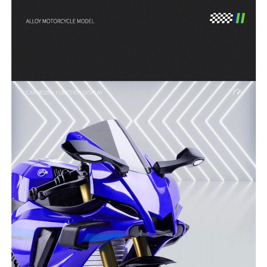 1/10 Yamaha YZF-R1 Alloy Die Cast Motorcycle Model Vehicle Collection Sound and Light Off Road Autocycle Toys Car