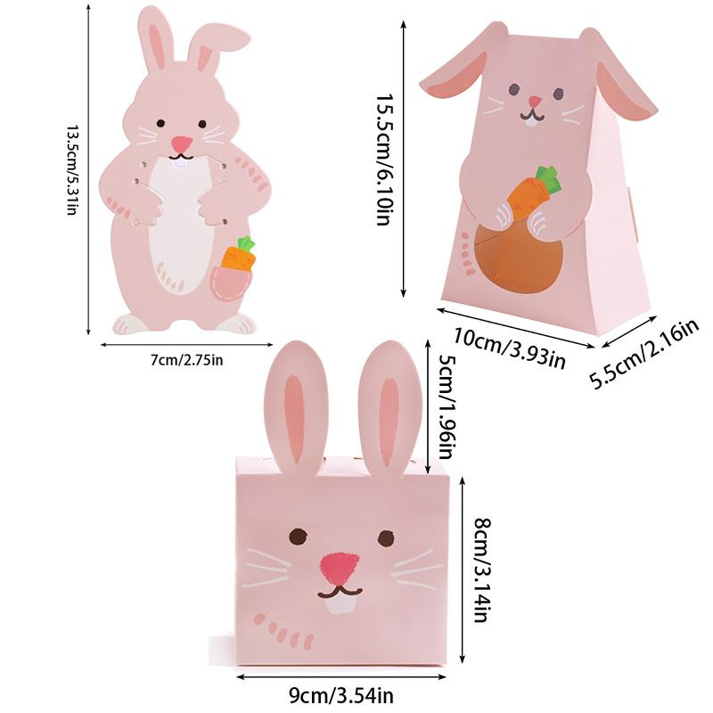 Cute Rabbit Candy Box Easter Party Pink Bunny Gift Box Chocolate Cookie Packaging Box Spring Easter Treat Bag Kids Birthday Gift