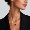 Light Luxury Sunflower Tiger Eye Stone Gold Choker Necklace Retro Unique Pendant For Women