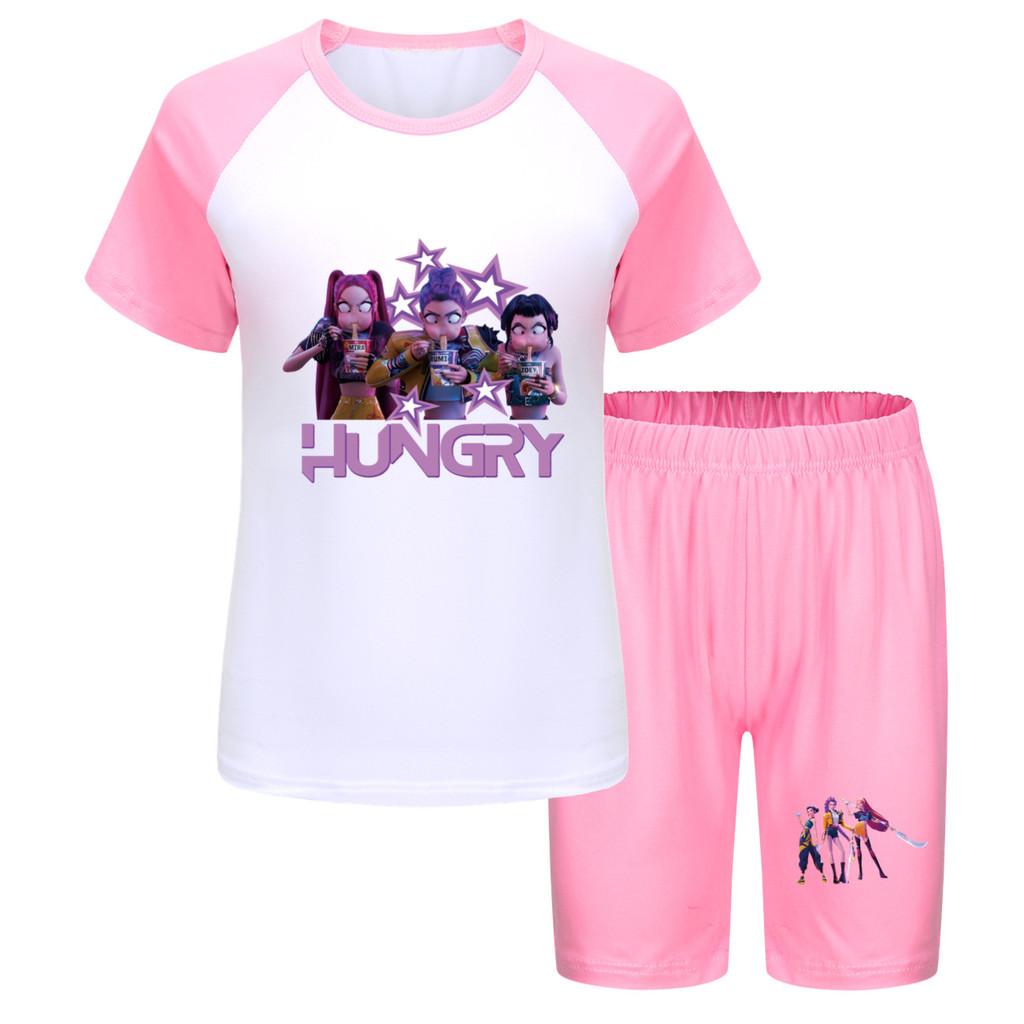 Kpop Demon Hunters Kids Summer Cotton Short Sleeve Shorts Set For Children