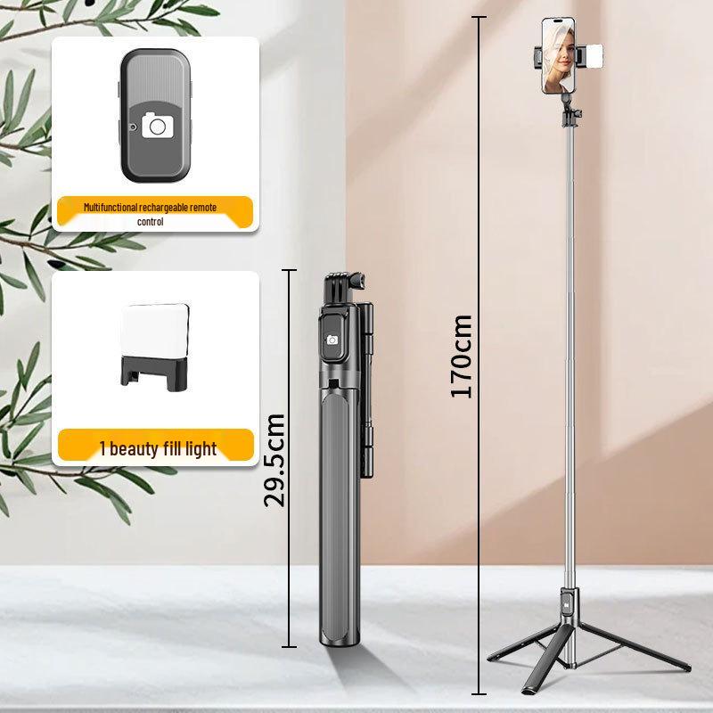 QQE Compact Bluetooth Selfie Stick with 360° Rotation and Adjustable Phone Holder for Horizontal & Vertical Shooting