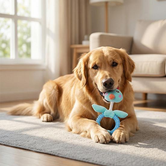 Plush Bird Dog Toy Spiky Rubber Ring Stuffed Bird Dog Chew Toy Rope Knot Interactive Tug-of-War Toy for Teeth Cleaning Small Medium Dogs