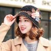 Plush Knitted Bucket Hat Warm Floral Crochet Hat Fashionable Yarn Cloche Hat  Winter