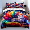 Vibrant Fox with Gemstone Adornments Print Bedding Set 1 Duvet Cover 2 Pillowcases for Adult and Children Luxury Gift Full Size